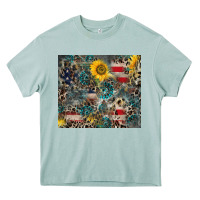 Arona America Flag Leopard Gemstone Sunflower Heavy Core Tee - CowCowDesign