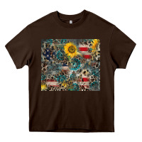 Chocolate Brown America Flag Leopard Gemstone Sunflower Heavy Core Tee - CowCowDesign