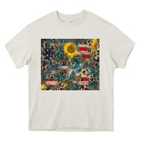 Cream America Flag Leopard Gemstone Sunflower Heavy Core Tee - CowCowDesign