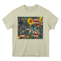 Mossy America Flag Leopard Gemstone Sunflower Heavy Core Tee - CowCowDesign