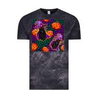 Cloud Black witchy cat and pumpkins seamless paternal Vintage Tee - BundleAndBundleShop