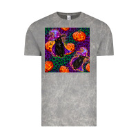 Cloud Rock witchy cat and pumpkins seamless paternal Vintage Tee - BundleAndBundleShop