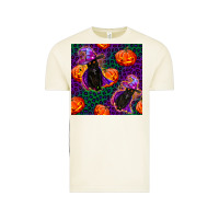 Vintage Arctic witchy cat and pumpkins seamless paternal Vintage Tee - BundleAndBundleShop