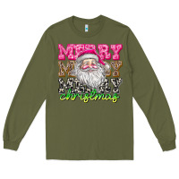 Army Green merry merry merry christmas Long Sleeve Tee - CowhideDigitalArt