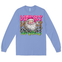 Colony Blue merry merry merry christmas Long Sleeve Tee - CowhideDigitalArt