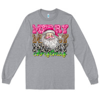 Heather Grey merry merry merry christmas Long Sleeve Tee - CowhideDigitalArt