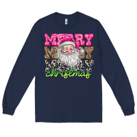 Navy merry merry merry christmas Long Sleeve Tee - CowhideDigitalArt