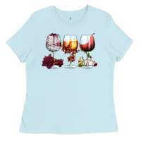 Baby Blue hallothanksmas halloween thanksgiving  christmas wine Ladies Tee - FaDigitalArtStudio
