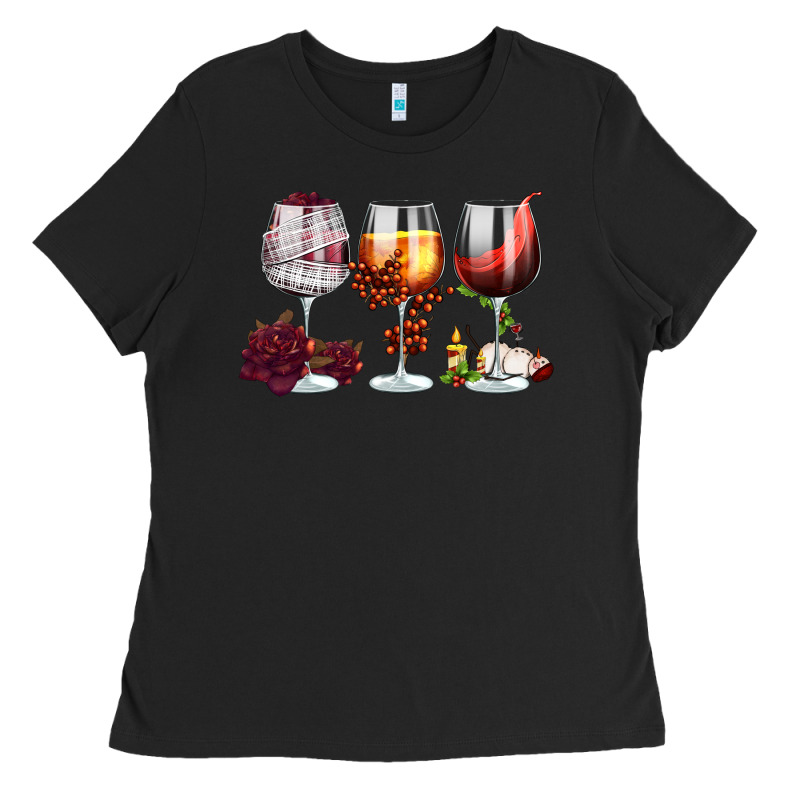 Hallothanksmas Halloween Thanksgiving  Christmas Wine Ladies Tee by FaDigitalArtStudio | Teevron