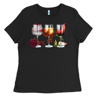 Black hallothanksmas halloween thanksgiving  christmas wine Ladies Tee - FaDigitalArtStudio