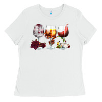 White hallothanksmas halloween thanksgiving  christmas wine Ladies Tee - FaDigitalArtStudio