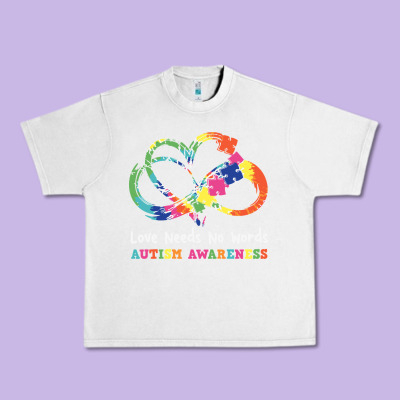 Love Needs No Words Heart Puzzle Autism Urban Heavy Tee Designed By Cowhidedigitalart