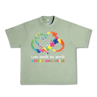 Oil Green Love Needs No Words Heart Puzzle Autism Urban Heavy Tee - CowhideDigitalArt