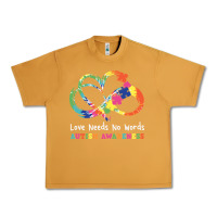 Peanut Butter Love Needs No Words Heart Puzzle Autism Urban Heavy Tee - CowhideDigitalArt