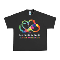 Pigment Black Love Needs No Words Heart Puzzle Autism Urban Heavy Tee - CowhideDigitalArt