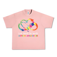 Salmon Love Needs No Words Heart Puzzle Autism Urban Heavy Tee - CowhideDigitalArt