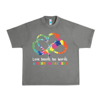 Tornado Love Needs No Words Heart Puzzle Autism Urban Heavy Tee - CowhideDigitalArt