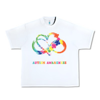 White Love Needs No Words Heart Puzzle Autism Urban Heavy Tee - CowhideDigitalArt