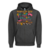 Charcoal Heather mama by day craft queen by night Zipper Hoodie - RanaPortraitStore