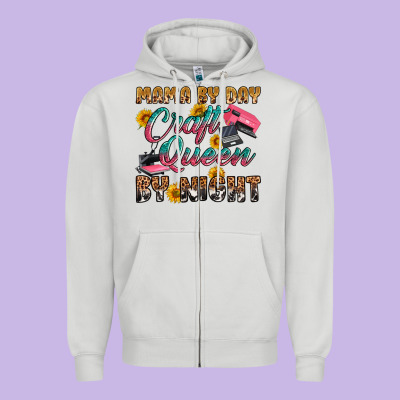 Mama By Day Craft Queen By Night Zipper Hoodie Designed By Ranaportraitstore
