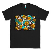 Black cowhide  turquoise sunflowers pattern olivia Classic Tee - OliviaCreatesArt