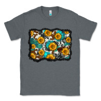 Charcoal Heather cowhide  turquoise sunflowers pattern olivia Classic Tee - OliviaCreatesArt