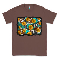 Chestnut cowhide  turquoise sunflowers pattern olivia Classic Tee - OliviaCreatesArt