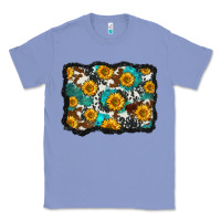 Colony Blue cowhide  turquoise sunflowers pattern olivia Classic Tee - OliviaCreatesArt