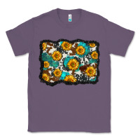 Lavender cowhide  turquoise sunflowers pattern olivia Classic Tee - OliviaCreatesArt