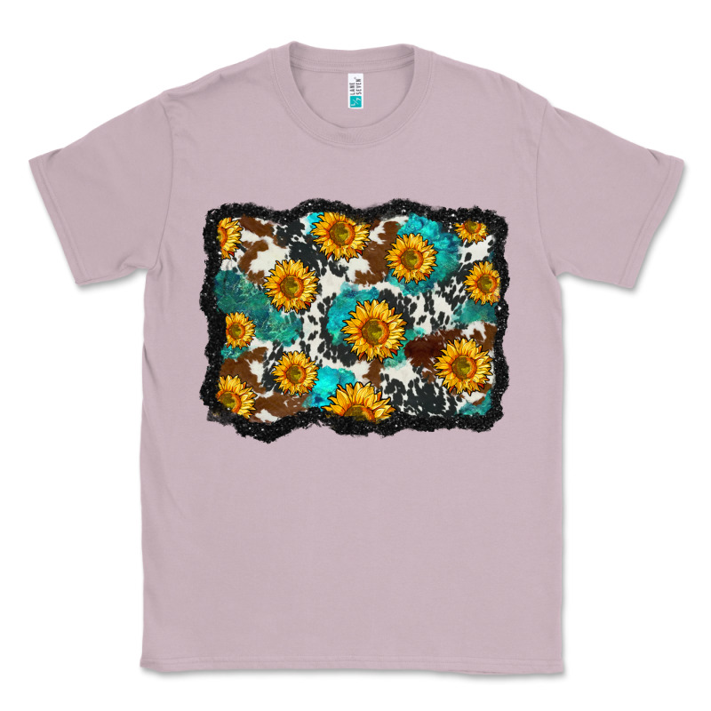 Cowhide  Turquoise Sunflowers Pattern Olivia Classic Tee by OliviaCreatesArt | Teevron