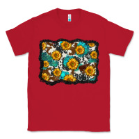Red cowhide  turquoise sunflowers pattern olivia Classic Tee - OliviaCreatesArt