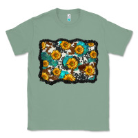 Sage cowhide  turquoise sunflowers pattern olivia Classic Tee - OliviaCreatesArt