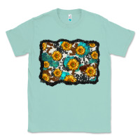 Seafoam cowhide  turquoise sunflowers pattern olivia Classic Tee - OliviaCreatesArt