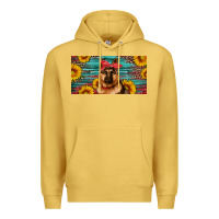 Antique Gold german shepherd with sunflowers license plate Premium Hoodie - Artiststas