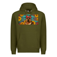 Army Green german shepherd with sunflowers license plate Premium Hoodie - Artiststas