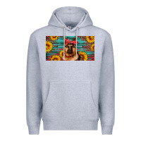 Heather Grey german shepherd with sunflowers license plate Premium Hoodie - Artiststas