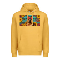 Mustard german shepherd with sunflowers license plate Premium Hoodie - Artiststas