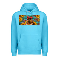 Ocean Blue german shepherd with sunflowers license plate Premium Hoodie - Artiststas