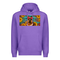 Purple german shepherd with sunflowers license plate Premium Hoodie - Artiststas
