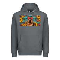 Rock german shepherd with sunflowers license plate Premium Hoodie - Artiststas