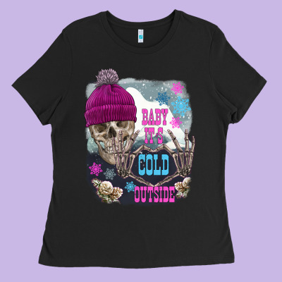 Skeleton Baby It's Cold Outside Ladies Tee Designed By Fadigitalartstudio