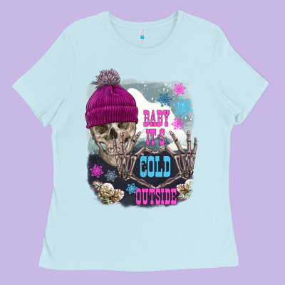 Skeleton Baby It's Cold Outside Ladies Tee Designed By Fadigitalartstudio