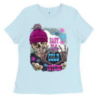Baby Blue skeleton baby it's cold outside Ladies Tee - FaDigitalArtStudio