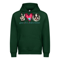 Forest Green Peace Love Boston Terrier Urban Hoodie - Jasminsmagicworld
