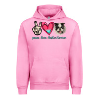 Fuchsia Pink Peace Love Boston Terrier Urban Hoodie - Jasminsmagicworld