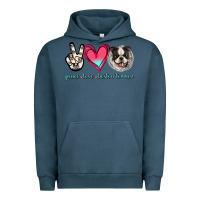 Pigment Midnight Navy Peace Love Boston Terrier Urban Hoodie - Jasminsmagicworld