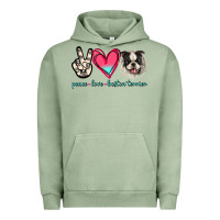 Pigment Oil Green Peace Love Boston Terrier Urban Hoodie - Jasminsmagicworld