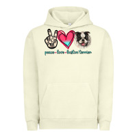 Pigment Pistachio Peace Love Boston Terrier Urban Hoodie - Jasminsmagicworld