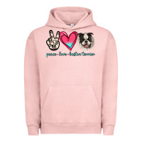 Pigment Salmon Peace Love Boston Terrier Urban Hoodie - Jasminsmagicworld