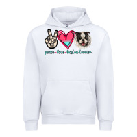 White Peace Love Boston Terrier Urban Hoodie - Jasminsmagicworld